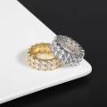 Wholesale Fashion Jewelry Gold Plated Iced Out Double Row Eternity Ring Double Row Eternity Bands Ring 2 Row Eternity Band Ring. 