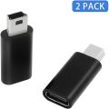 4Pcs USB C to Mini USB 2.0 Adapter Type C Female to Mini USB Male Convert Adapter for MP3 Players Dash Cam,Black. 