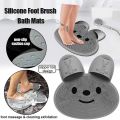 Shower Foot & Back Scrubber With Suction Cup Foot Washing Brush Soft  Silicone Bath Massage Floor Mat Bathroom Back Rub Wall Mounted Tool Non-Slip Pad Foot Wash Dead Skin Removal For Exfoliating Achy Feet Soothing Rabbit Shape Foot Rubbing Artifact Bath B. 