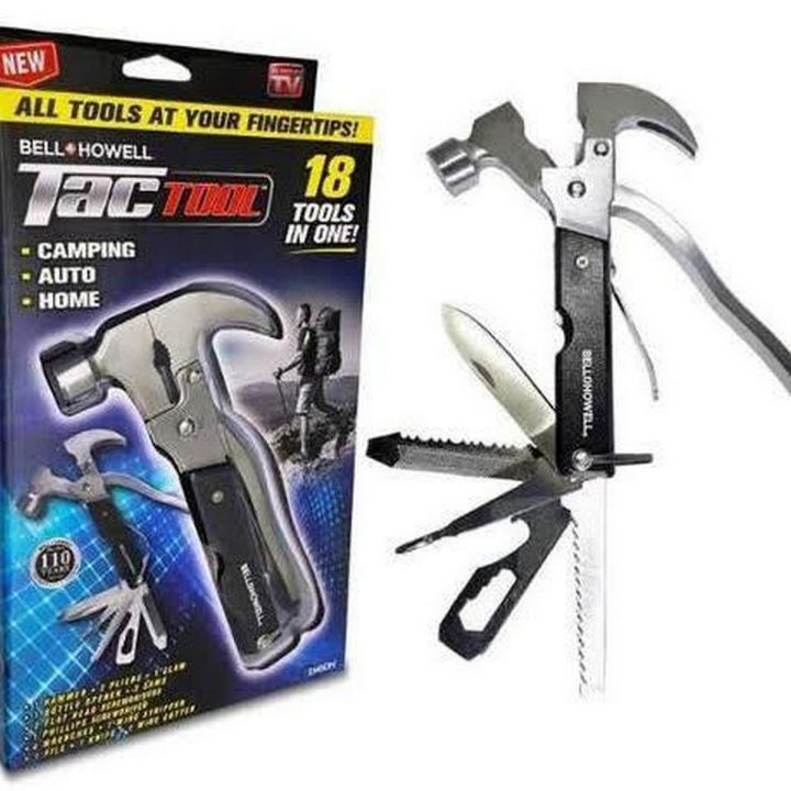 Tac Tool all in One Survival Camping Tool-stainless steel 18-in-1 multitool-black-6"5