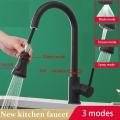 Sink mixer New Black Kitchen Faucet 3-Way Water Outlet Pull Out Sprayer for Kitchen Sink 360 Degree Rotation Mixer Tap. 