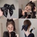 Elegant Bow Ribbon Hair Band Women Hair Tie Girls Solid Satin Bowknot Scrunchies Ponytail Large Rubber Bands Hair Accessories. 
