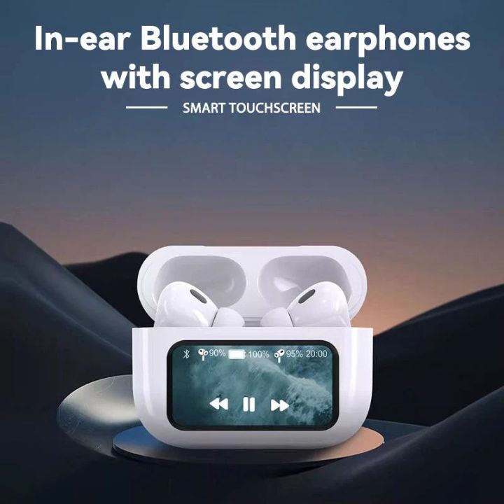 A9 Pro Touch Screen Airpods Pro , TWS/ANC Active Noise Cancellation Wireless Earbuds With Bluetooth 5.3 , LCD Display , Super Bass And Pop Up Features | Daraz.pk