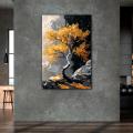 Golden Leaves Tree Unframe Wall Art Abstract Nature Poster Painting Print Living Room Wall Decor Home Decor Large Modern Landscape Poster. 
