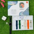 CROWN i60 Ultra 2 Smart Watch, 7-in-1 Package with 7 Straps Including Silver Strap, 2.03-Inch Full HD Display, Wireless Earbuds, and Charger, Premium Fitness Tracker, Stylish Design, Advanced Health Monitoring, Long Battery Life, Perfect for All Genders. 
