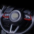 Red ABS Interior Steering Wheel Cover Trim for Mazda CX-3 CX3 2016-2018 FashionInterior Accessories Interior Mouldings 1 pair (1 pair). 
