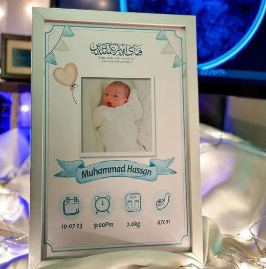 Customized Baby Birth Measurements Frame with Unbreakable Glass – Personalized Newborn Keepsake Gift baby boy