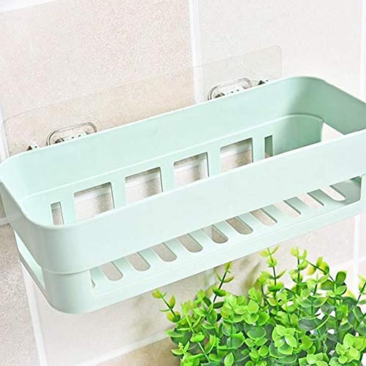 Multipurpose Kitchen Bathroom Shelf Wall Holder Storage Rack Bathroom Rack Storage Box Strong Magic Sticker Shower Rack Shelf - Random Color