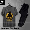 Trendy PUBG Tag Printed Summer Tracksuit For Men & Boys Tee-shirt with trousers New Design Round Neck Half Sleeves T Shirts Top Quality Gym Wear/Casual and comfortable Pair T-Shirt and Trouser. 