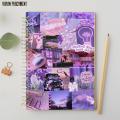 Purple Aesthetic - A4 Spiral Notebook with Plastic Sheet. 