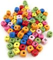 Wooden ABC Beads Set Alphabets Colorful Craft Set 1cm x 1cm 80 pcs Beads for Jewellery Making, Bracelets,Key Chains, Beading, Art & Crafts,. 