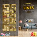 Golden LINES Acrylic Mirror 3D Wall Panels  Art For Living Room, Bedroom and Bathroom - Gift Mall. 