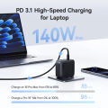 Baseus 140W GaN Fast Charger, EnerFill FH11 (3*USB-C PD + 1*USB-A) Compact Adapter. 