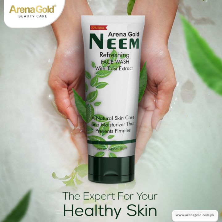 Arena Gold Neem Face wash 100gm - Facewash - Purifying Neem Facewash - Anti Acne - For Oily Skin - Face Wash -  Active Neem Face Wash - Neem Extracts - Reduces Pimples For Men And Women For All Skin Types - Face Cleanser