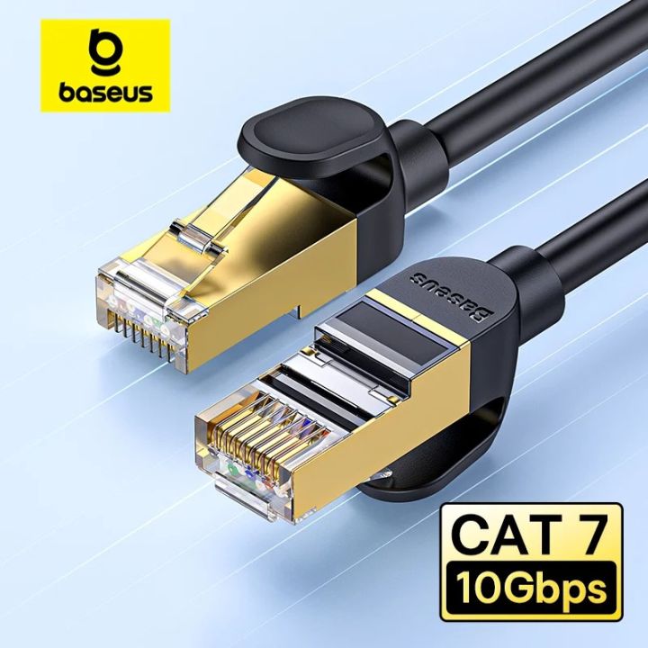 Baseus Cat7 Ethernet Cable, 10Gbps Ultra Speed Gigabit Round RJ45 LAN Cable, Pure Copper Internet Network Wire for Gaming PS4, Xbox One, PS5, PC Laptop Router, Computer