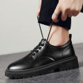 LAMALILI Business Leather Shoes For Men British Black Lace-up Shoes Casual Formal Leather Shoes. 