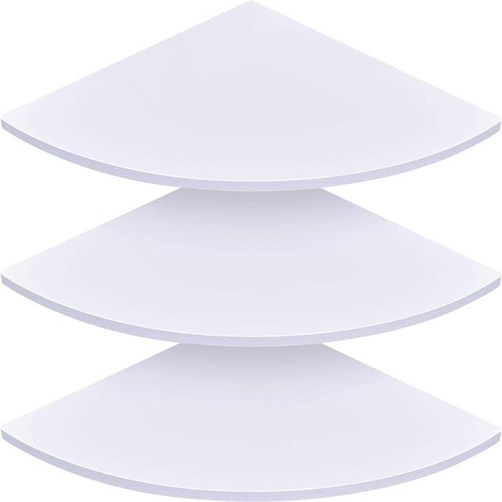 3 Pieces Wall Mounted Floating Corner Shelf Tier Quarter Round Storage Shelves Corner Organizer for Bathroom Kitchen Bedroom Living Room