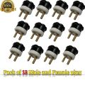 "Premium 2 Pin Male Plug with High-Temperature Ceramic Base - 250V, 10/16/20A for Household Appliances". 