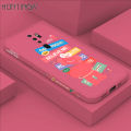 Hontinga for OPPO A5 2020 / A9 2020 Case Side Design Phone Cover Cartoon Pink Case Square Edge Pattern Liquid Silicone Trend Cover. 