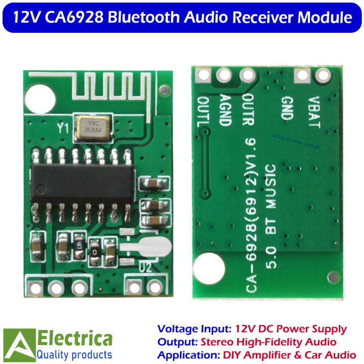 12V CA6928 Bluetooth Audio Receiver Module with High-Fidelity Stereo Sound and Wide Compatibility by Electrica