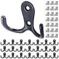 Coat Hooks Black with Screws Metal Double Hook Wall Hooks for Kitchen. 