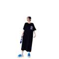 Fat mm summer outfit new lazy short sleeved loose over knee plus size dress 200 pounds long T shirt skirt. 