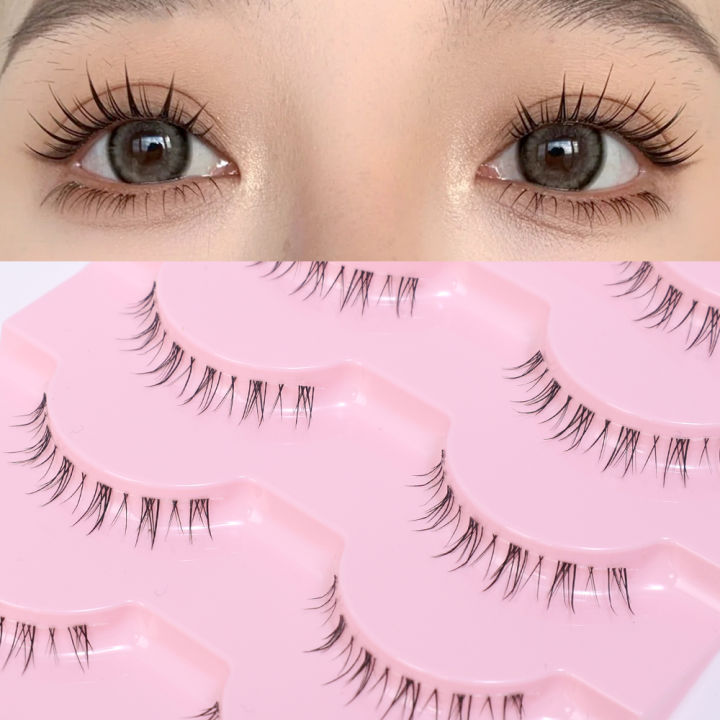 5Pairs Lower Eyelashes Pack Natural Manga Under Eye Lashes Soft Lower Eyelashes Handmade Bottom Lashes Makeup Tools
