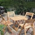 Beach Wood 4 Folding Chair and One Square Folding Table. 