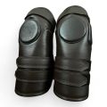 Geoffrey - Knee Guards - Made from 100% Dark Brown Cow Leather with 3 straps - Adults and Unisex. 