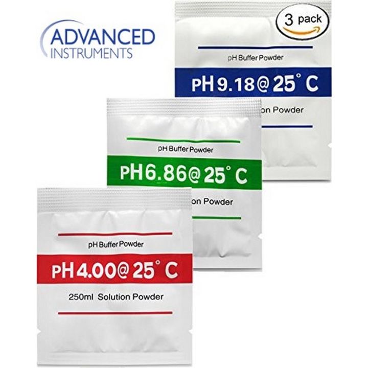 pH Buffer Solution Powder (3 Pack) - For Measure pH Pen Type Tester - Accurate, Quick Calibration Re-Calibration 4.00pH, 6.86pH and 9.18pH