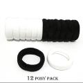 White And Black Ladies Rubber Band Elastic Pony Elastic Hair Bands, Rubber Bands, Poni , Hair Accessories -Pack 12. 
