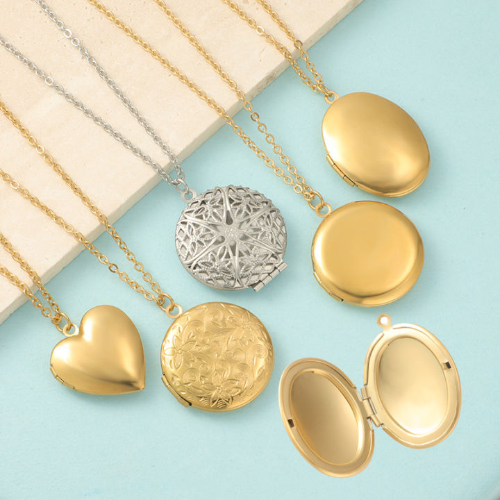 Polished 18K Gold Plated Stainless Steel Various Locket Necklace DIY