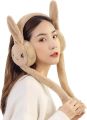 Kids Winter Earmuffs with Moving Rabbit Ear | Cute Plush Ear Warmer for Girls & Boys | Soft Woolen Windproof Ear Muff | Pneumatic Bunny Ear Cover | Warm Fashion Accessories for Kids & Women. 