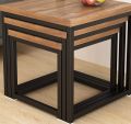 Nesting Table Set 3 Pieces Rod iron Base Cherry Tree Furniture. 