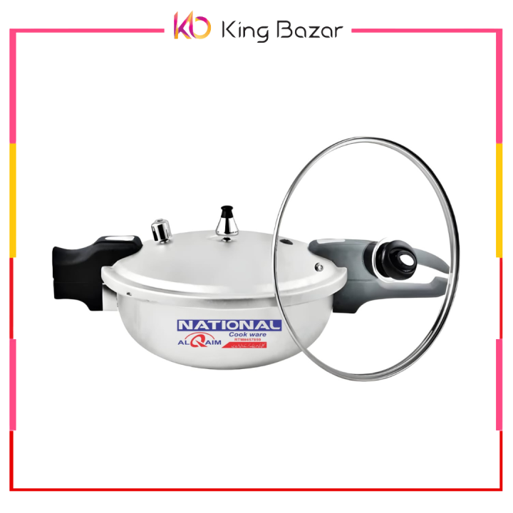Best Quality National 2 in 1 Aluminum Pressure Cooker Karahi Wok With Free Glass Lid