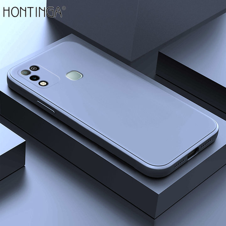 Hontinga Case for Infinix Hot 11 Play Phone Case Simple Candy Color Square Edge Liquid Silicone Back Cover