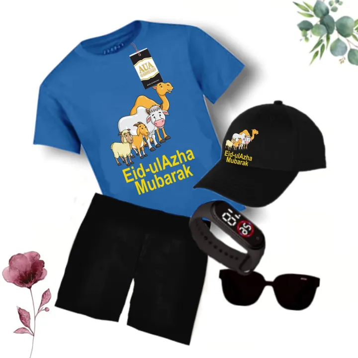 "Eid-ul-Adha%20Kids%20Collection:%20Bundle%20of%205%20in%20Cotton%20Jersey%20-%20T-shirt,%20Shorts,%20Cap,%20Glasses%20&%20Watch!"%20-%20Image%206