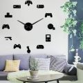 Game Controller Video Diy Giant Wall Clock Game Joysticks Stickers Gamer Wall Art Video Gaming Signs Boy Bedroom Game Room Decor Black. 