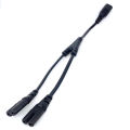 IEC320 C14 C8 To 2X C7 C5 C13 Y Split AC Power Cord, IEC Figure 8 Male To 2 Female 1 In 2 Out AC Power Cable 30cm Black. 
