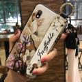 Shockproof Lanyard Phone Case For Samsung Galaxy A10 protective Durable Wristband Phone Holder Flower Soft case Silicone. 