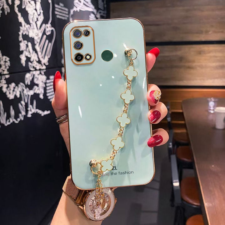 Maitus%20for%20Realme%207i/Realme%20C17%20Back%20Cover%20with%20Four%20Leaf%20Clover%20Bracelet%20Luxury%206D%20Plating%20Square%20Bumper%20Shiny%20Bling%20Soft%20Silicone%20Cases%20Full%20Protection%20Mobile%20Phone%20Case%20-%20Image%202