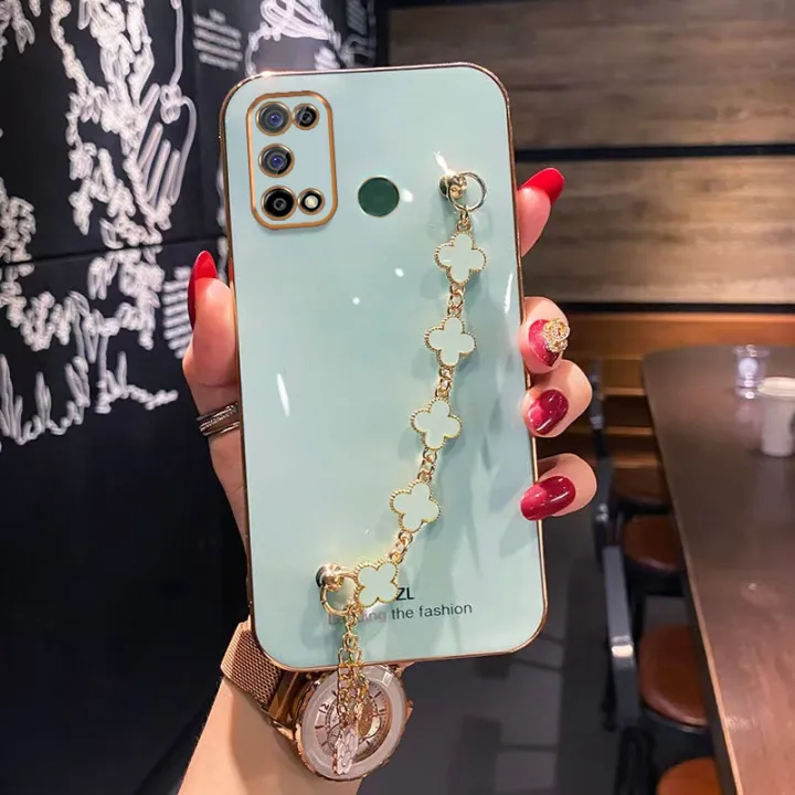 Maitus%20for%20Realme%207i/Realme%20C17%20Back%20Cover%20with%20Four%20Leaf%20Clover%20Bracelet%20Luxury%206D%20Plating%20Square%20Bumper%20Shiny%20Bling%20Soft%20Silicone%20Cases%20Full%20Protection%20Mobile%20Phone%20Case%20-%20Image%202