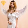 Angel Feather Wings Colorful Feather Angel Wing Prop for Halloween Cosplay Role-playing Party Dance Bright Colors Good Detail Elastic Band Stage Show Performance High-temperature Sterilized Feathers. 