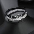 Chinese Style Retro Tai Chi Couple Bracelet- Alloy Hand-woven Rope BFF Best Friend Friendship Simple White Black Jewelry. 