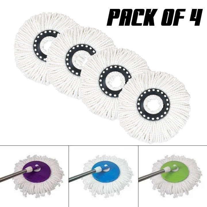 4 Pcs Mop Refill Micro Fiber Head - White