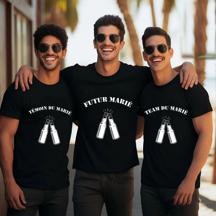 French Boyfriend Wedding Tees Evg Future Team Groom Squad Best Man T Shirt Bachelor Party Tshirt Fashion Beer Graphic Y2k Tops
