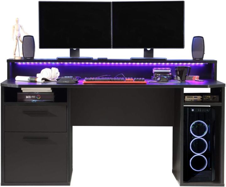 Gaming%20Desk%20With%20LED%20Lights%2048%20inch%20x%2024%20inch%20x%2030%20inch%20Computer%20Desk%20Workstation%20For%20Large%20PC%20Home%20Office%20Desk%20Perfect%20Black%20Desk%20With%20Drawers%20&%20Storage%20(Customised)%20-%20Image%205
