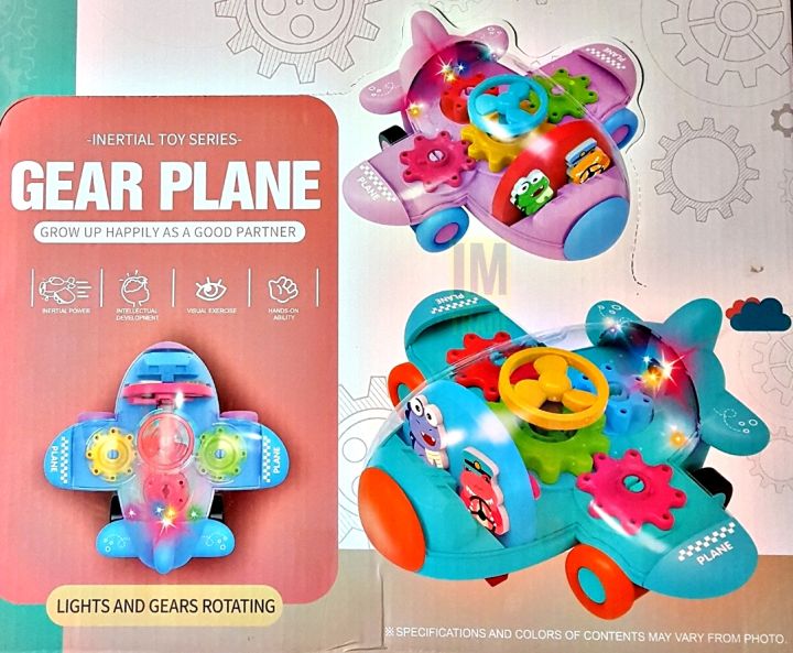 Mechanical Gears Toy car, Airplane with Lights Transparent Mechanical Gear Toys