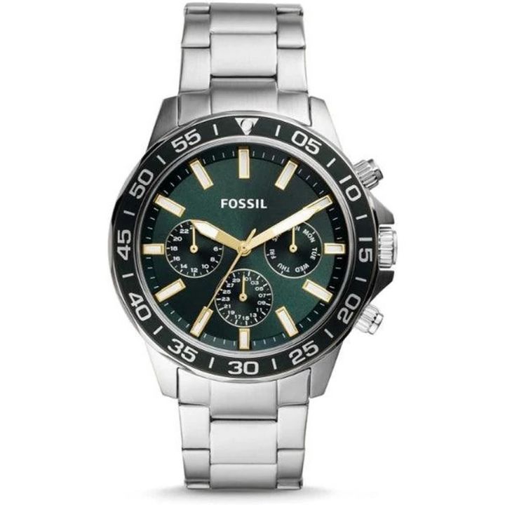 Fossil Men’s Chronograph Quartz Stainless Steel Green Dial 45mm Watch BQ2492 Stainless Steel Wrist Watch For Men
