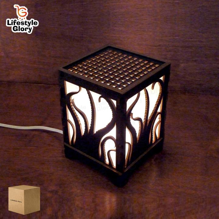 Lifestyle Glory Brand 3D Laser Cutting New Unique Design Wooden Lamp I Lamps I Wooden Lamp I Lamps for bedroom I Lamps For Bedroom Side Table I Wooden Lamps I Wooden Lamp Wl1